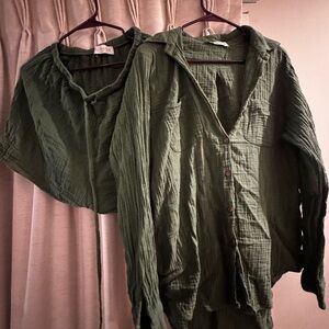 Olive Green Casual Button Down Shirt for Men